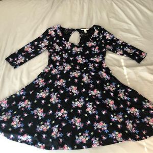 LC Lauren Conrad Black Floral Skater Dress